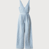 Striped jumpsuit in light blue