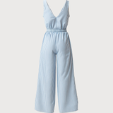 Striped jumpsuit in light blue