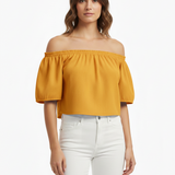 Off-shoulder top in mustard