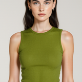 Knit sleeveless top in olive