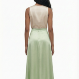 Silk bias skirt in lime