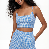 Checkered tank in baby blue