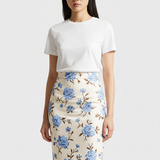 Floral pencil skirt in light blue