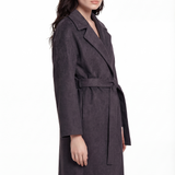 Wool wrap coat in black