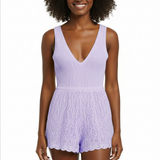 Crochet romper in lilac