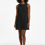 Linen shift dress in black