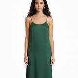 Classic silk slip dress in emerald