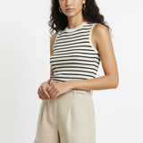 Striped knit vest in black