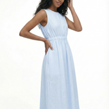 Portrait dress in baby blue