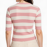 Striped knit t-shirt in pink