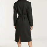 Wool wrap coat in black