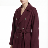 Wool trench in maroon