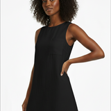 Linen shift dress in black