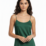 Classic silk slip dress in emerald