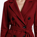 Wool trench in maroon