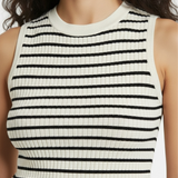 Striped knit vest in black