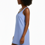 Scalloped mini dress in light blue