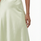 Silk bias skirt in lime