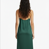 Classic silk slip dress in emerald