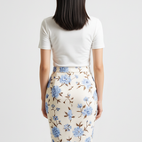 Floral pencil skirt in light blue