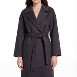 Wool wrap coat in black