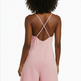 Silk romper in pink