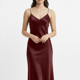 V-neck slip dress in maroon
