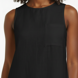 Linen shift dress in black