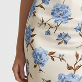 Floral pencil skirt in light blue