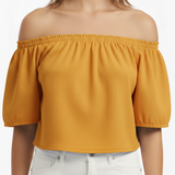 Off-shoulder top in mustard