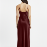 V-neck slip dress in maroon