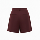 Front pleat shorts in maroon