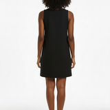 Linen shift dress in black