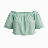 Off-shoulder top in seafoam