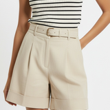 Belted short in beige