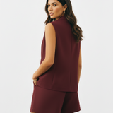 Oversized suit vest in maroon