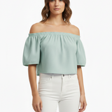 Off-shoulder top in seafoam