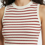 Striped knit vest in red