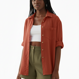 Classic button down in burnt orange