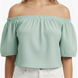 Off-shoulder top in seafoam