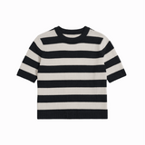 Striped knit t-shirt in black