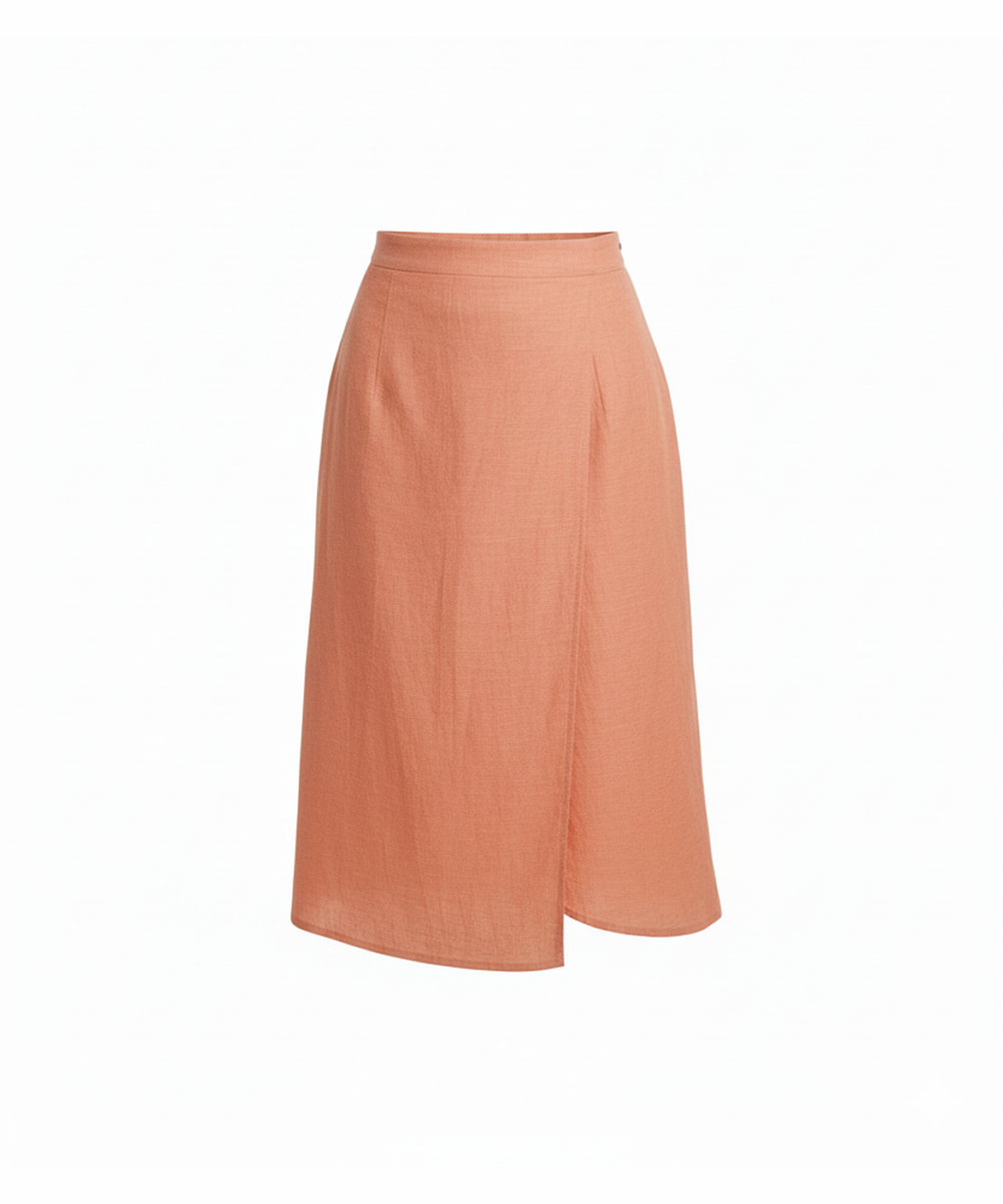 Bias wrap skirt in coral