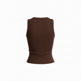 Knit ribbed tank in brown