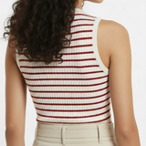 Striped knit vest in red
