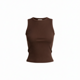 Knit ribbed tank in brown