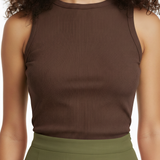Knit ribbed tank in brown