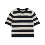 Striped knit t-shirt in black