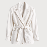 Linen wrap jacket in white