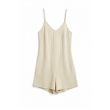 Silk romper in beige
