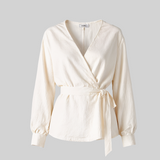 Wrap blouse in ivory